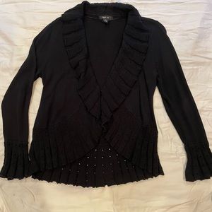 Style & Co. black cardigan sweater with collar size M eye and hook closure